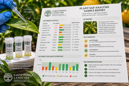 Illustrative sample plant sap and nutrient analysis report – example only, not actual laboratory results
