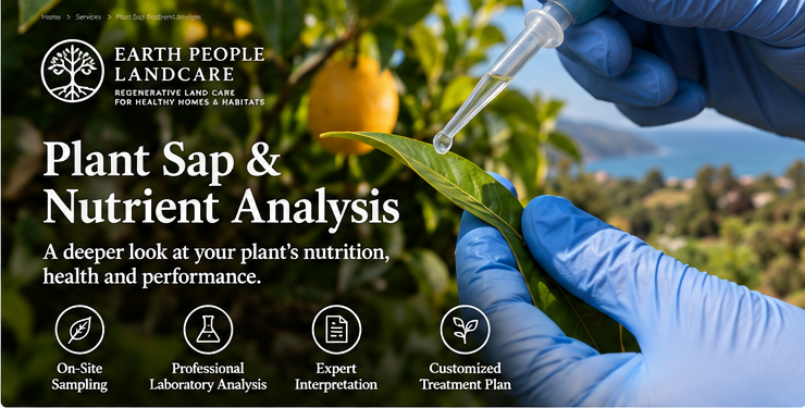 Earth People professional plant nutrient analysis in Orange County – leaf sampling illustration
