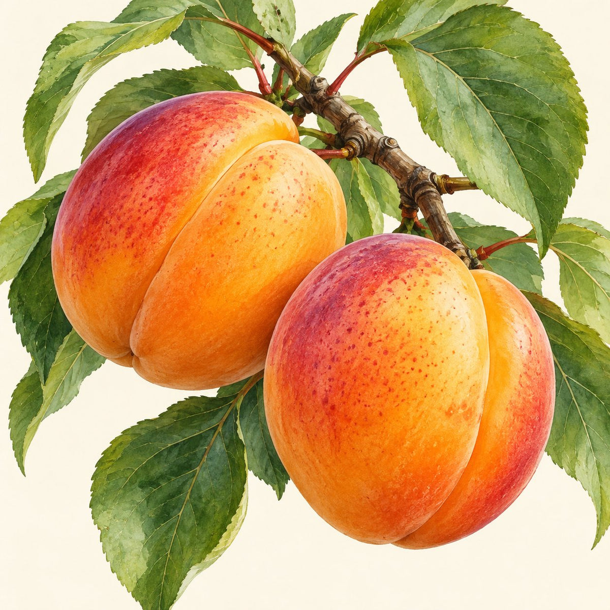 Aprium botanical illustration; representative fruit type, not verified cultivar imagery.